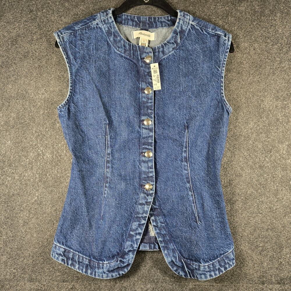 NWT Madewell by J Crew Denim Vest Femme Size 00 100% Cotton Fair Trade Certified